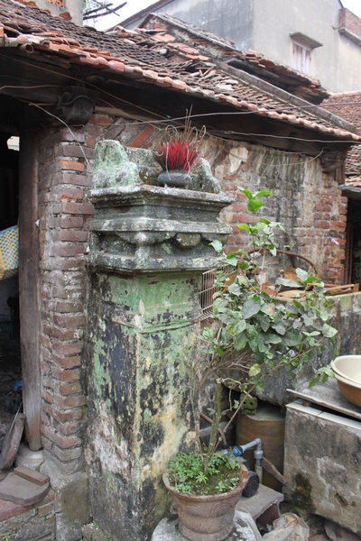 At one of the old houses in the village