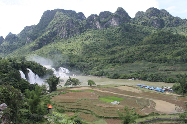 View of Bản Giốc waterfall from the road
