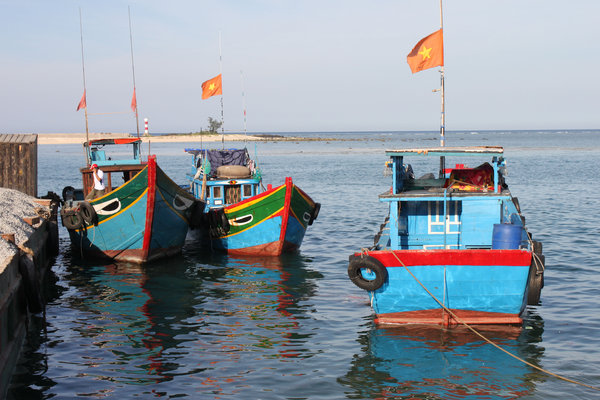 Boats in Lý Sơn island area