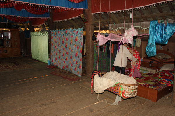 Inside a house of the Thai ethnic minority people