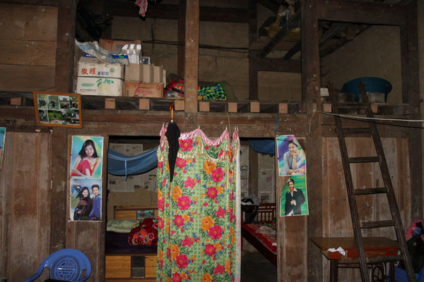 Inside a house of the H'mong people in Dào San