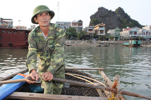 A boat rower in Vân Đồn island area