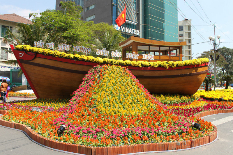 Model of a ship (7m long) at the flower festival