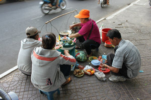 Selling eggs by the Mekong river