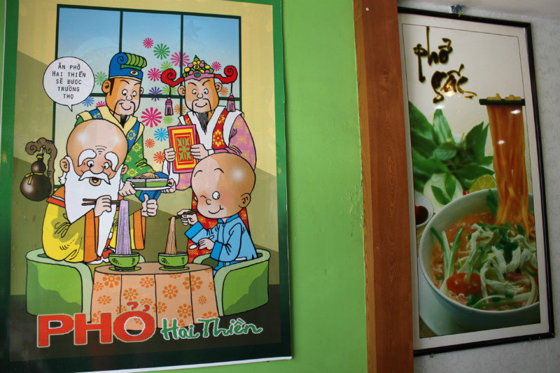 Inside a Phở noodle soup restaurant