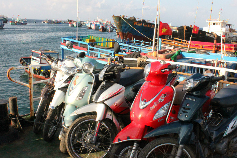 Motorbikes on the ship