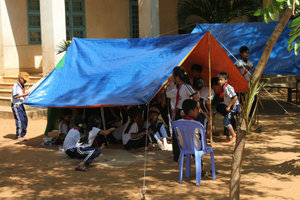 Camping at a shool on the island