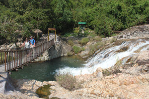 A hanging bridge at Ho Cho waterfall