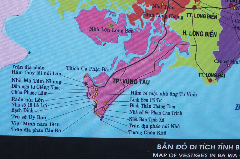 Map & tourist sites around Vũng Tàu city