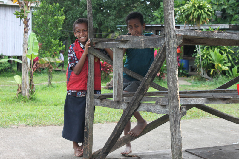 Children at a village in Fiji