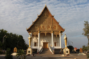 At a pagoda in Vientiane