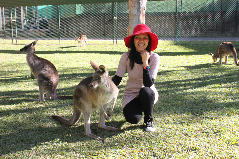 Me & kangaroos at Australia zoo