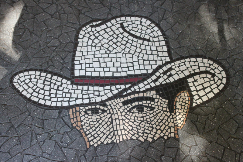 Mosaic decorations in front of a restaurant