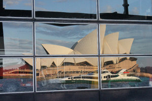 Reflection of the Opera House on a glass