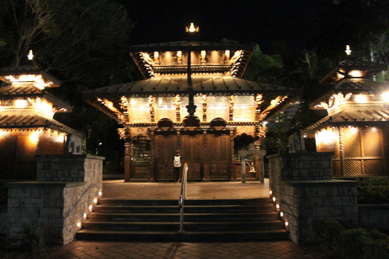 Nepalese Peace Pagoda at night