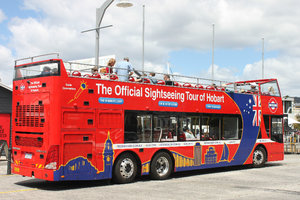 Tourist bus in Hobart city