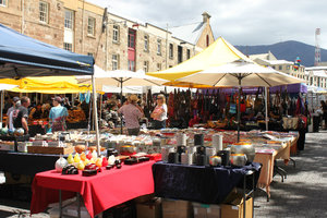 Saturday market in Hobart city
