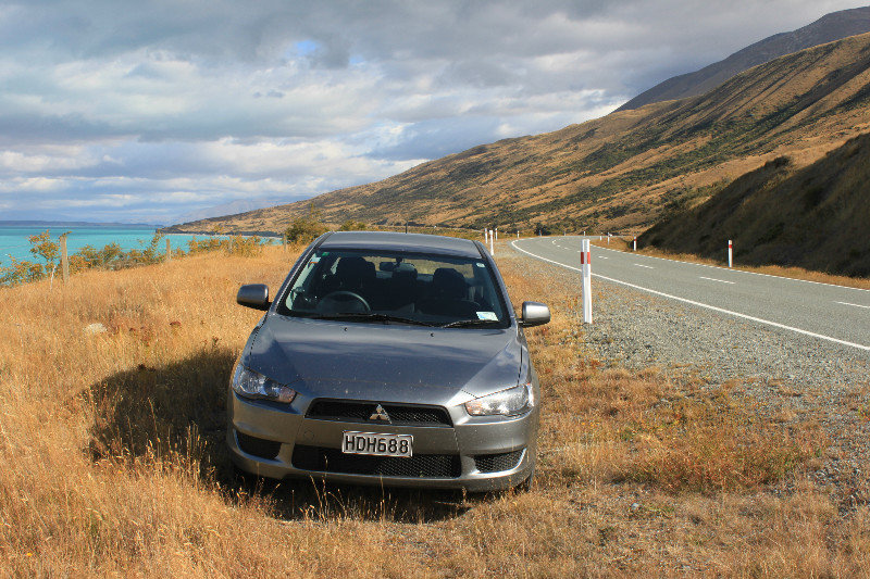 Our car on the way to Mt Cook village