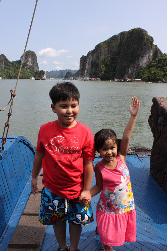 My nephew and niece at Hạ Long bay