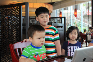 My nephews and niece at Novotel Hotel