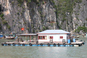 A floating house in Hạ Long bay
