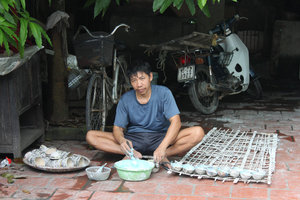 At a local house in Đông Hồ village