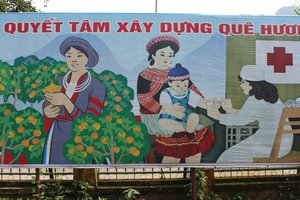 Propaganda poster in Kim Bôi town