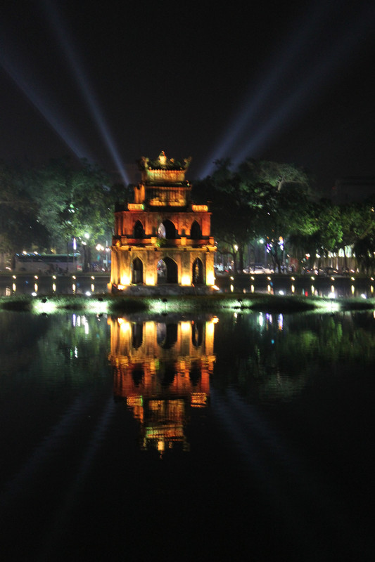 Turtle tower on Hoàn Kiếm lake in Hanoi's center