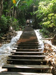 steps up to the waterfall 