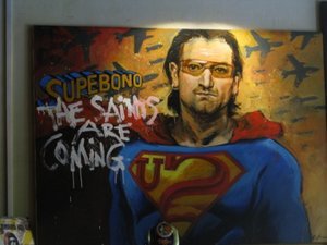 funny poster in a bar of SuperBONO