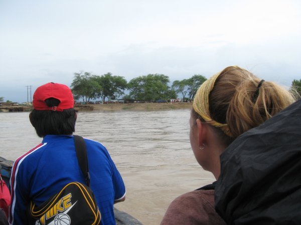 Crossing the river in Tombogrande hoping for a ride to Piura...didn't happen that night...