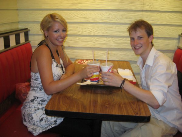 Our romantic Burger King. Last night in Bangkok!!