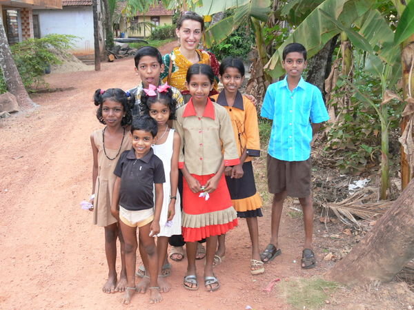 With some village kids
