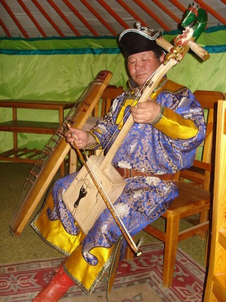 Traditional music performance in a ger