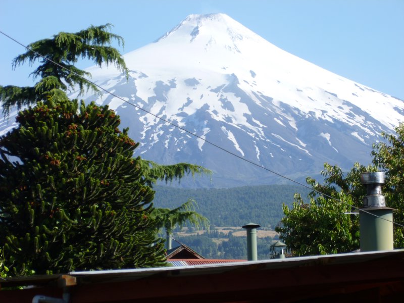 Volcán Villarrica, as seen from the front porch of my homestay.