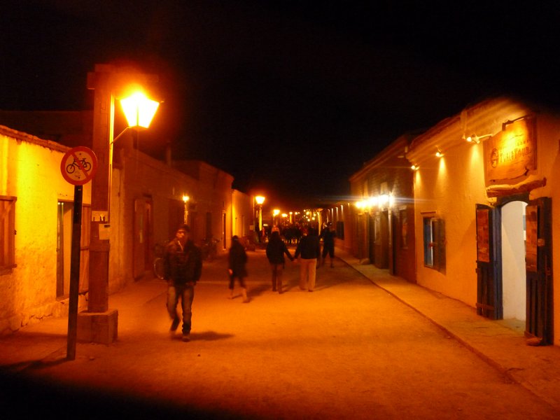 San Pedro street at night.