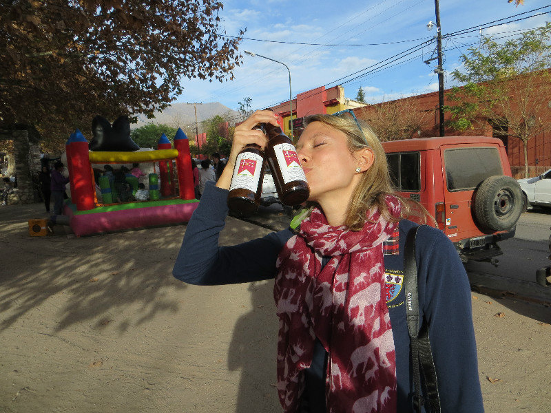 Caroline with our new favourite beer: Cerevza Paso Ancho (the bottles were empty at this point...)