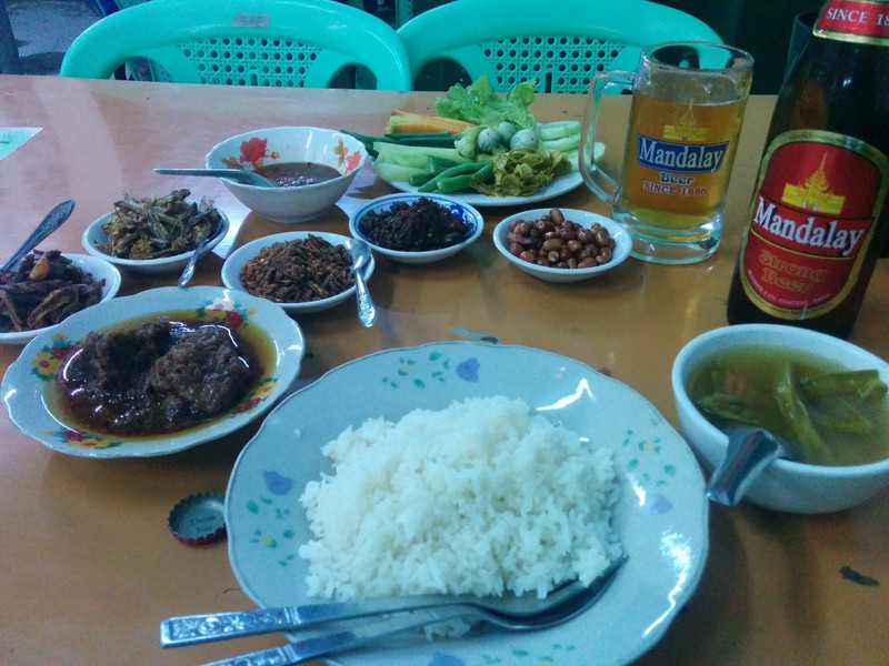 My first Burmese meal, with all of that food costing a grand total of $2.50!