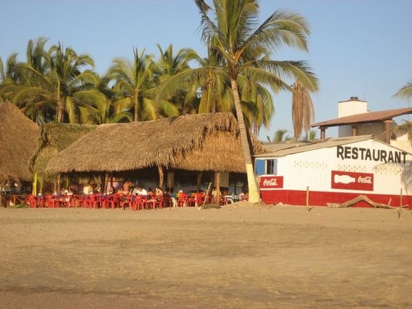 Another view of the palapa restaurant