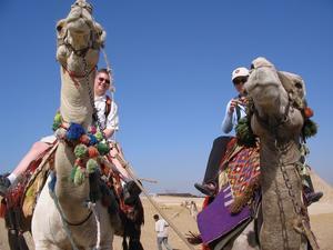 Giza Pyramids - Camel Ride Jason and Patricia