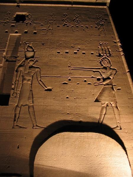 Philae (Isis) Temple @ Night- First Pylon Closeup