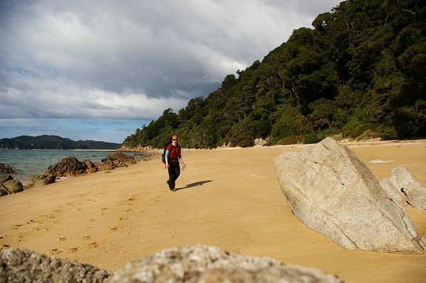 Hiking on the beach in Abel Tasman NP