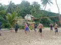 Luke playing volley ball with the lads on mantaray