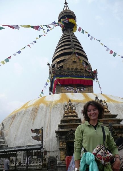 Julie at Swayambhunath hilltop temple