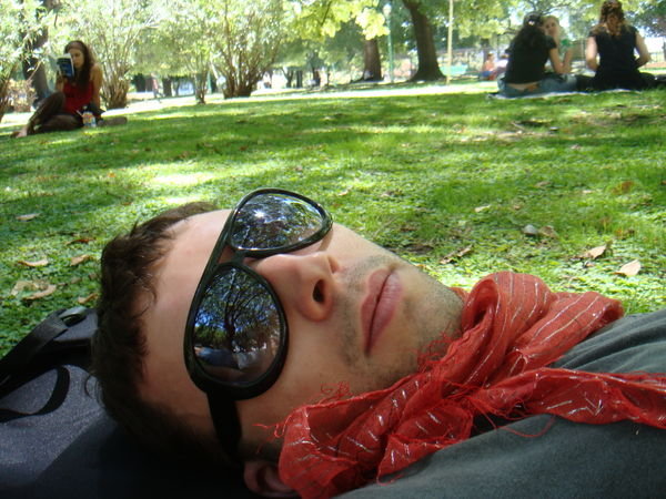 Jack relaxes in a park