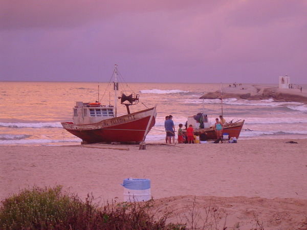 Mini fishing boats in Punta del Diablo.