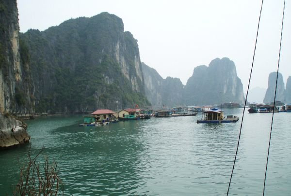 The floating village in Halong Bay