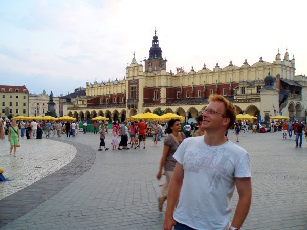 Toby Looks Impressed with Krakow's Market Square