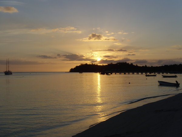Mana Island at sunset