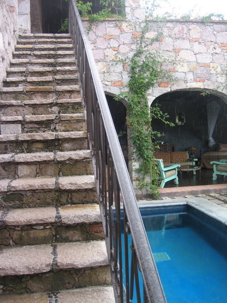 Stairs next to the pool